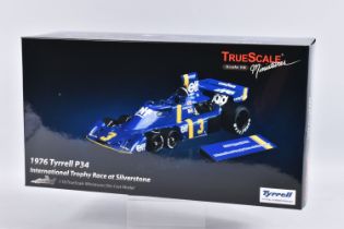 A BOXED TRUESCALE MINIATURES 1976 TYRRELL P34 INTERNATIONAL TROPHY RACE AT SILVERSTONE 1:18 SCALE