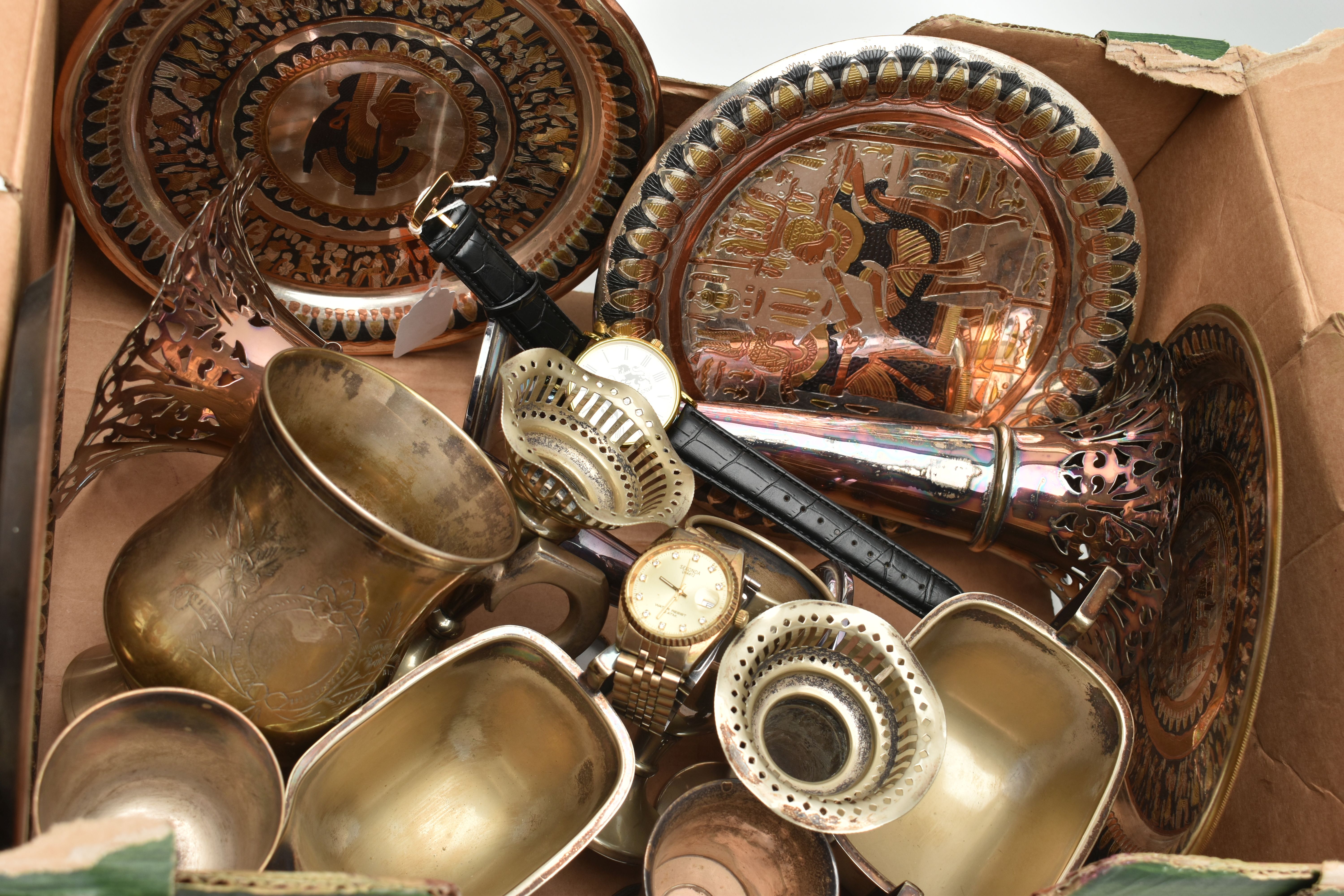 A BOX OF ASSORTED SILVER PLATE WARE, to include a small silver trophy cup with plinth, hallmarked ' - Image 4 of 5