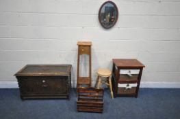 A SELECTION OF OCCASIONAL FURNITURE, to include a 20th century oak blanket chest, width 92cm x depth