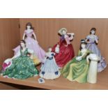 SIX ROYAL DOULTON AND COALPORT FIGURINES, comprising Royal Doulton: Secret Thoughts HN2382 (small