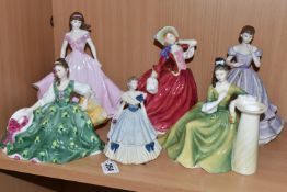 SIX ROYAL DOULTON AND COALPORT FIGURINES, comprising Royal Doulton: Secret Thoughts HN2382 (small