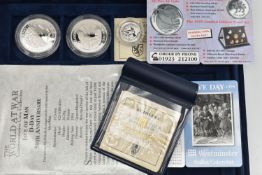 A WESTMINSTER BOX CONTAINING 15x CROWN SIZE COINS, to Include a U.S. D-Day .900 Silver Dollar, Turks