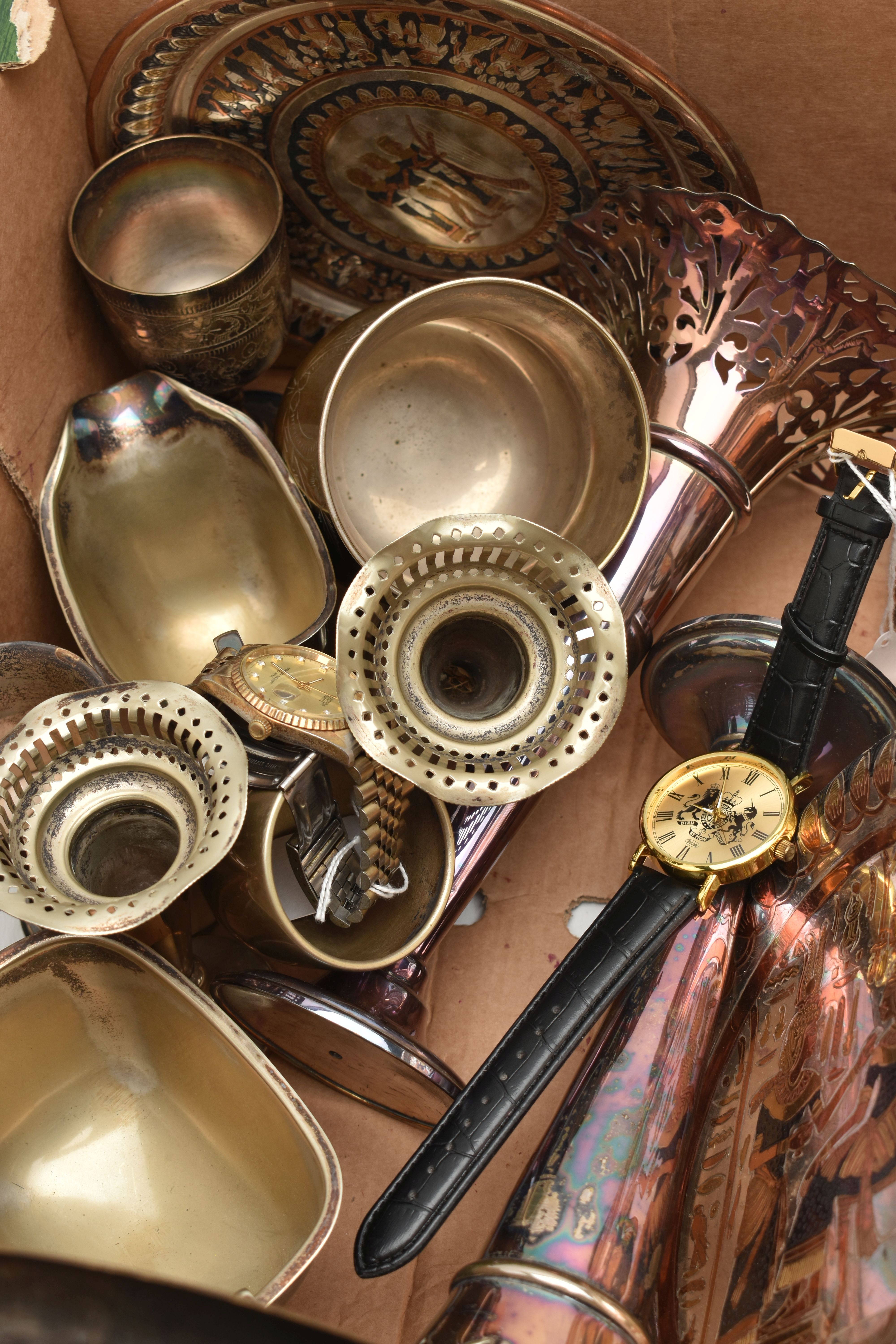 A BOX OF ASSORTED SILVER PLATE WARE, to include a small silver trophy cup with plinth, hallmarked ' - Image 5 of 5