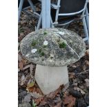 A WEATHERED COMPOSITE STADDLE STONE, 47cm Diameter x height 54cm (condition report: weathered