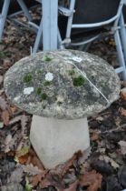 A WEATHERED COMPOSITE STADDLE STONE, 47cm Diameter x height 54cm (condition report: weathered