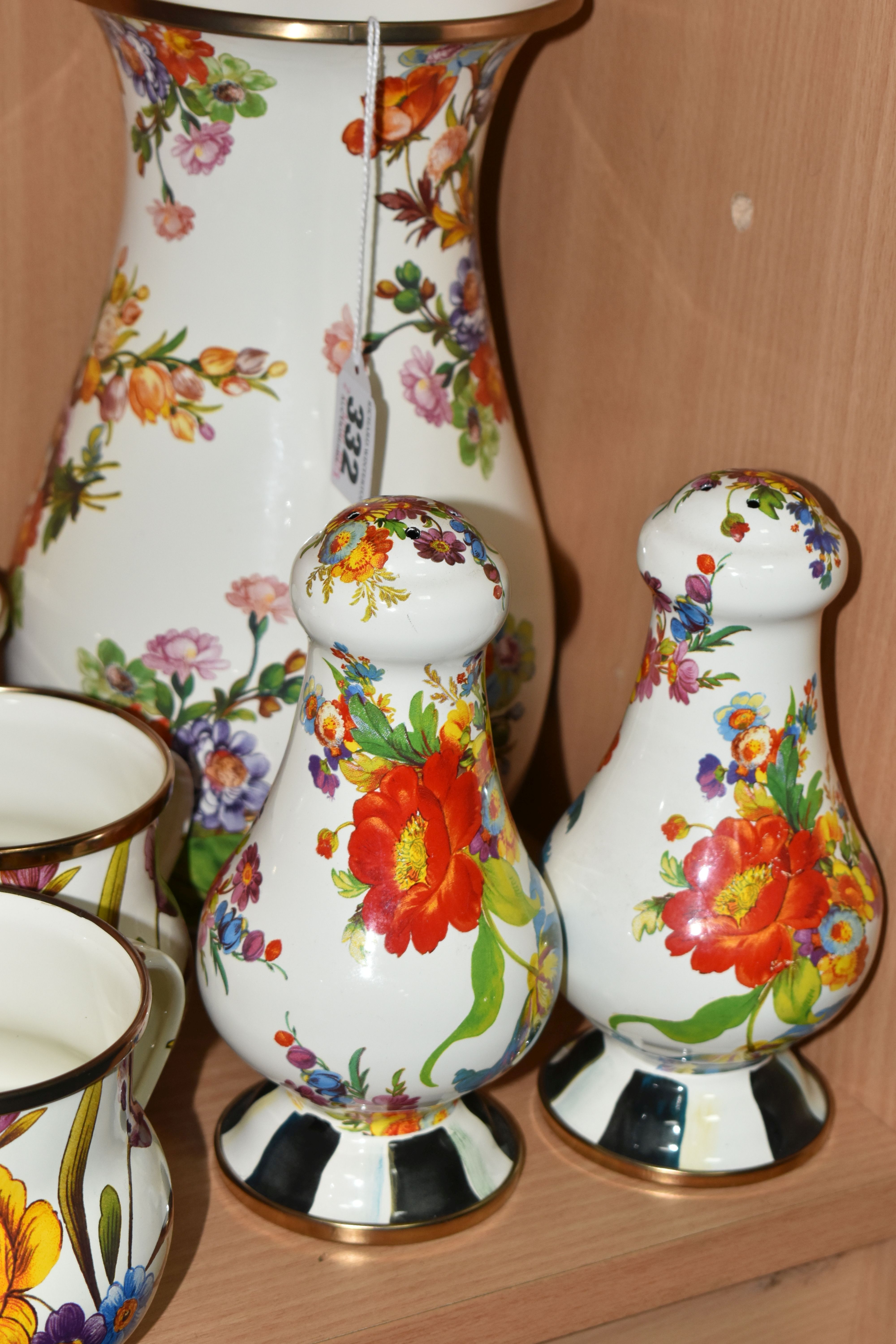 A COLLECTION OF MACKENZIE-CHILDS 'FLOWER MARKET' DESIGN MUGS, hand decorated enamelware with - Image 2 of 7