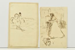 GEORGE JOHN PINWELL (1842-1875) STUDIES OF A FEMALE FIGURE AND A FEMALE PORTRAIT, initialled lower