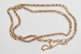 A 9CT YELLOW GOLD NECKLACE, designed as a Byzantine chain with lobster claw clasp, hallmarked 9ct
