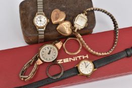 A SELECTION OF LADIES WRISTWATCHES, the include a 9ct gold cased wristwatch, AF, manual wind,