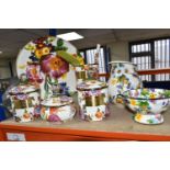 A QUANTITY OF MACKENZIE-CHILDS 'FLOWER MARKET' DESIGN KITCHENWARE, hand decorated enamelware with