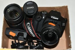 CANON DIGITAL PHOTOGRAPHIC EQUIPMENT, comprising an EOS 2000D camera body, Canon 18-55 zoom lens,