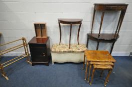 A SELECTION OF OCCASIONAL FURNITURE, to include three various mahogany demi lune side tables,