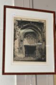 MORTIMER L MENPES (1855-1938) CATHEDRAL DOORWAY, a dry point etching depicting a detail from a