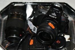SONY DIGITAL PHOTOGRAPHIC EQUIPMENT, comprising an A330 camera body, Sony 18-55 zoom lens, Tamron