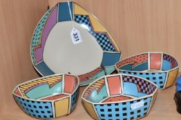 FOUR PIECES OF 1980'S ROSENTHAL STUDIO LINE, design 'Flash' by Dorothy Hafner, one large bowl and
