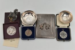 ASSORTED SILVER AND WHITE METAL ITEMS, to include a silver engine turned pattern cigarette case,