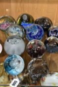 NINE MODERN SCOTTISH GLASS PAPERWEIGHTS AND TWO OTHERS FROM ISLE OF WIGHT AND LANGHAM GLASS, the