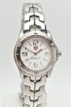 A 'TAG HEUER' LINK PROFESSIONAL WRISTWATCH, quartz movement, round white dial signed 'Tag Heuer'