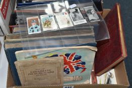 ONE BOX Of CIGARETTE CARDS in six albums and loose containing a miscellaneous collection of sets,