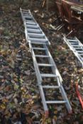 A CLIMA ALUMINIUM DOUBLE EXTENSION LADDER, extended length 7.3m x closed length 4m, and an aluminium