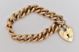 A 9CT GOLD BRACELET, designed as a curb link chain with padlock clasp, hallmarked London 1990,