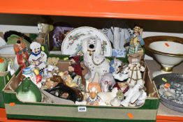 THREE BOXES OF CERAMICS AND ORNAMENTS, to include Royal Doulton Christmas collector's plates, a