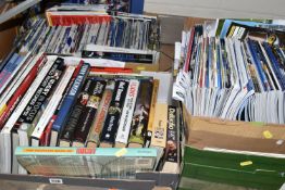 FOUR BOXES OF RUGBY UNION BOOKS & PROGRAMMES to include several hundred match day programmes, a