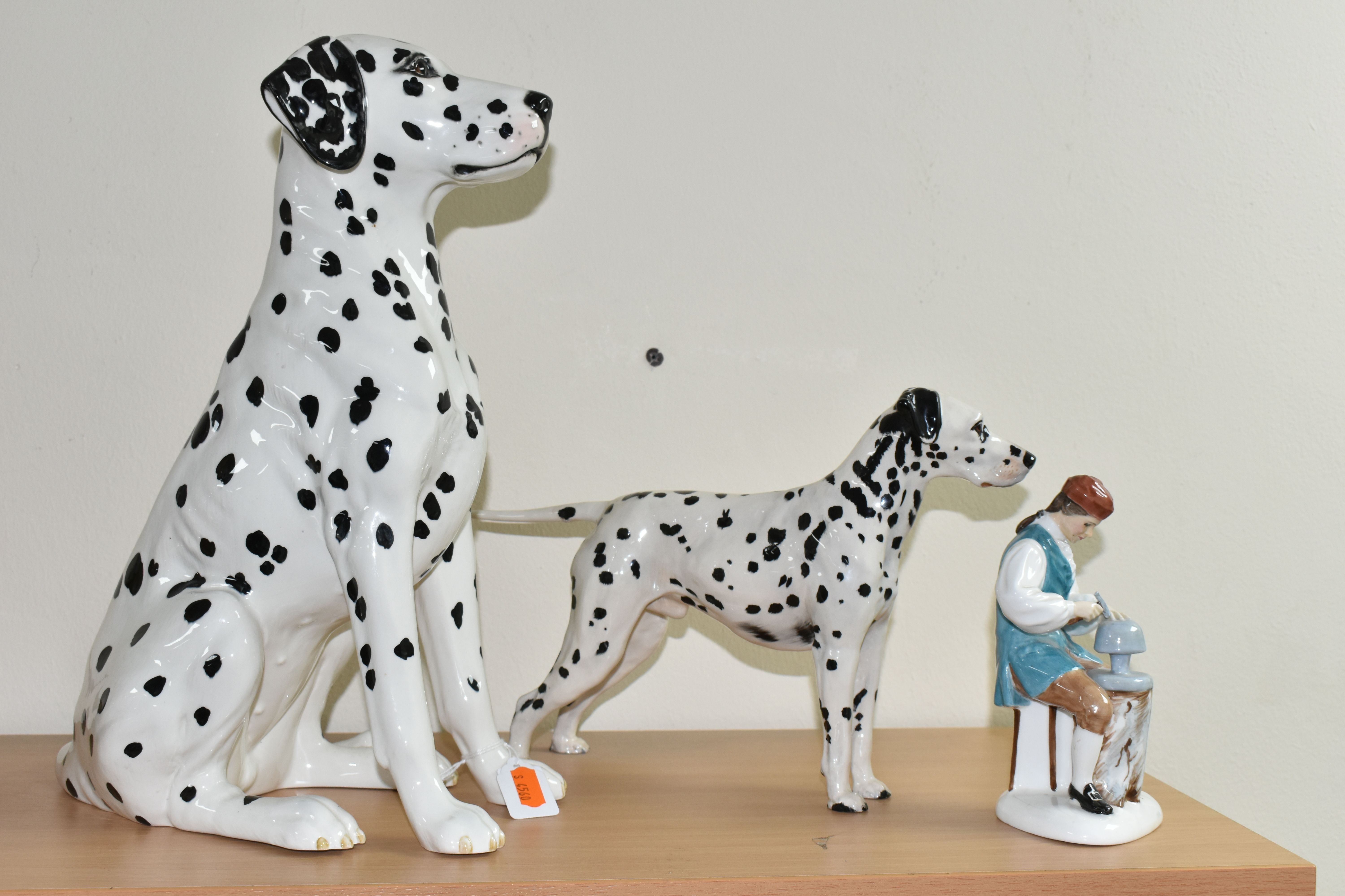 A BESWICK DALMATIAN AND TWO ROYAL DOULTON FIGURES, comprising a large Beswick Fireside Models seated - Image 6 of 6