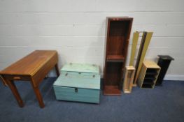 A SELECTION OF OCCASIONAL FURNITURE, to include a drop leaf table, with a single drawer, open