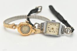 TWO LADIES WRISTWATCHES, the first a hand wound movement, round dial, baton markers, Arabic