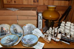NAUTICAL INTEREST: MODEL SHIPS AND COLLECTORS PLATES, WITH TWO LAMPS, to include three model