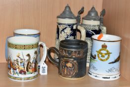 A COLLECTION OF TANKARDS, comprising a 1979 Wedgwood 'Father's Mug- The Vikings', a Royal Doulton