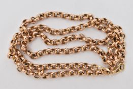 A 9CT GOLD BELCHER CHAIN NECKLACE, a yellow gold belcher design necklace, approximate length