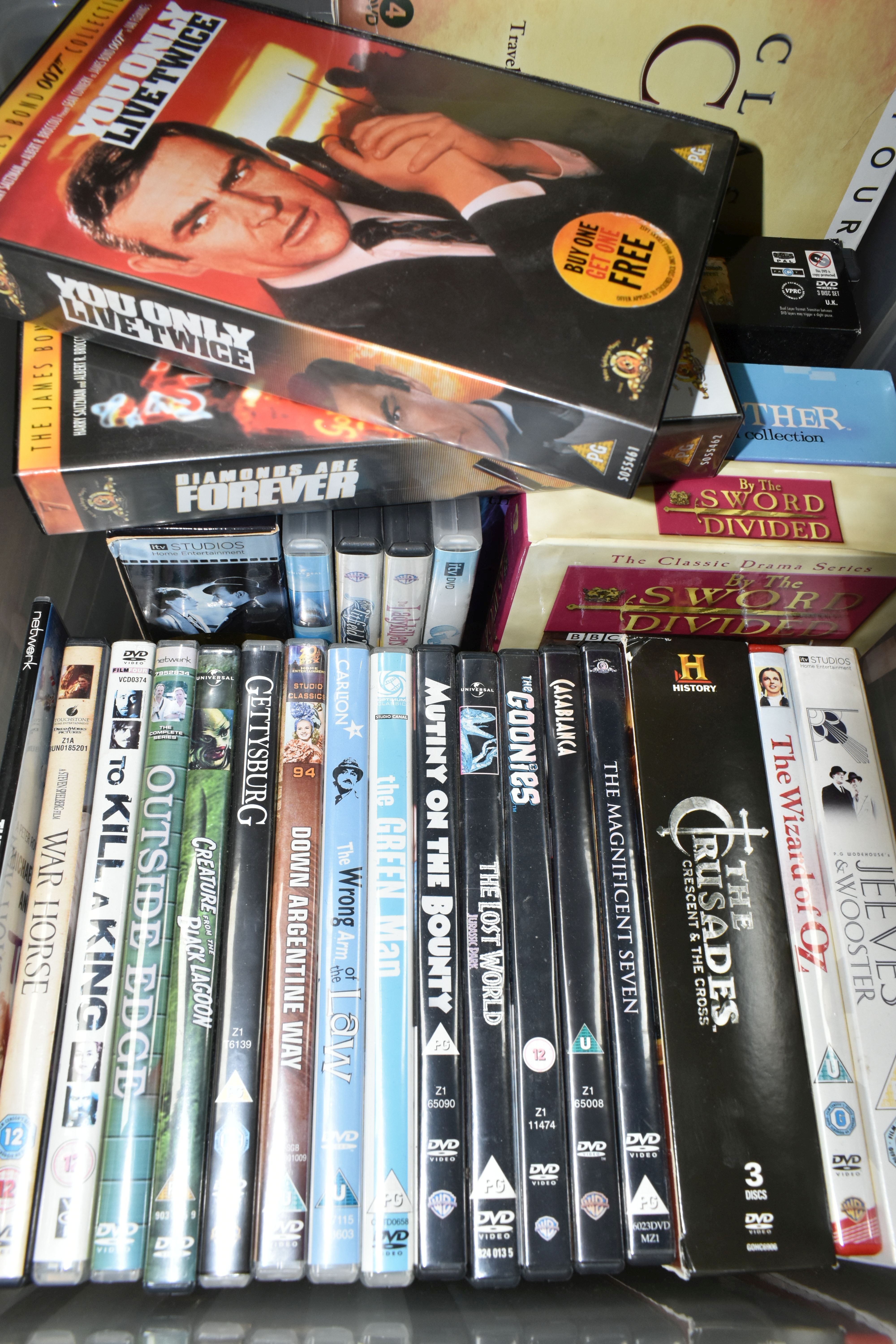 FIVE BOXES OF DVDS, over one hundred titles to include feature films, classic films, TV and movie - Image 2 of 6