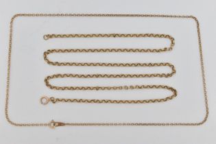 TWO BELCHER LINK CHAIN NECKLACES, one finer than the other, both with spring release clasps, one