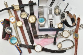 A BOX OF ASSORTED WRISTWATCHES, to include a 'Smiths Empire' 5 jewels watch, manual wind, Arabic