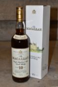 ONE BOTTLE OF THE MACALLAN 10 Year Old Single Highland Malt Scotch Whisky, 1990's bottling,