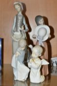 FOUR LLADRO FIGURES, comprising Girl With Goose no 4815, sculptor V Martinez, issued 1972-1991,