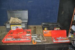 TWO PLASTIC TOOLBOXES CONTAINING AUTOMOTIVE TOOLS including Gordon Metric spanners, Britool Imperial