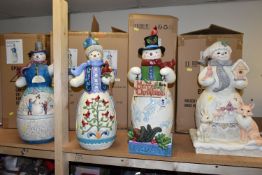 SIX BOXED ENESCO 'JIM SHORE' CHRISTMAS STATUES, comprising a White Woodland - 'Snowman Statue with