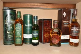 SINGLE MALT, Four Bottles of Single Malt Whisky comprising one bottle of Tamnavulin Speyside