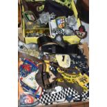 POLICE, TRAFFIC WARDEN AND SCOUTING INTEREST, ETC, two boxes of cloth and metal badges and button,