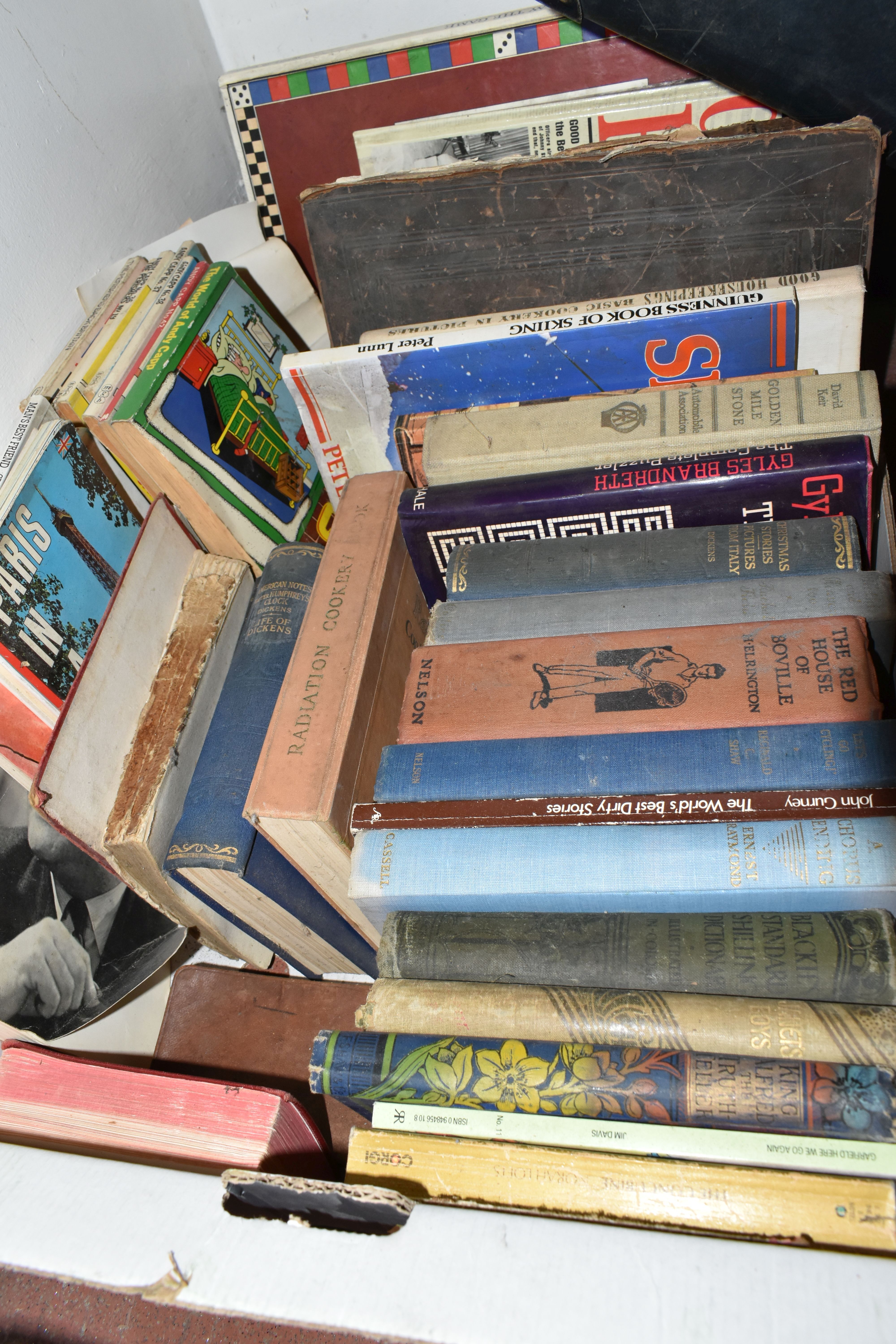 FOUR BOXES AND LOOSE VINTAGE SUITCASES, BOOKS, PICTURES, TYPEWRITER AND SUNDRY ITEMS, to include a - Image 7 of 10