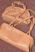 TWO TAN COLOURED RADLEY HANDBAGS, approximate widths 26cm and 36cm, Condition Report: both appear to