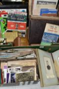 TWO BOXES OF MIXED EPHEMERA to include to Victorian or Edwardian photograph albums in need of