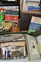 TWO BOXES OF MIXED EPHEMERA to include to Victorian or Edwardian photograph albums in need of