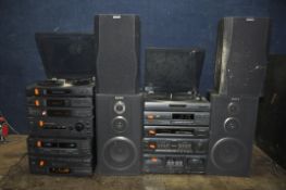 TWO SONY MIDI HI-FI'S AND SPEAKERS comprising of a XO-D501 (CD and tape not working), a LBT-D259 (