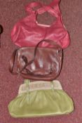 THREE LEATHER RADLEY BAGS, comprising a brown shoulder bag approximate width 29cm, a green handbag