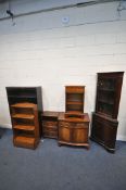 A SELECTION OF MAHOGANY FURNITURE, to include a serpentine cupboard, with two drawers and two