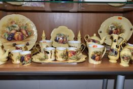 THIRTY EIGHT PIECES OF AYNSLEY ORCHARD GOLD TEA AND DINNER WARES, to include a tea for one teapot,